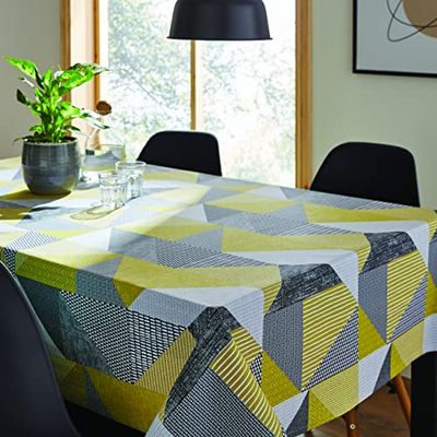 Catherine Lansfield Dining Larsson Geo - Tovaglia in cotone, 132 x 178 cm, colore: Giallo ocra