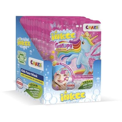 INKEE Pack of 20 Children's Face Masks (6 Designs) with Chamomile and Calendula, Soft and Comfortable Kids Facial Mask for Children, Kids Face Mask for Kids