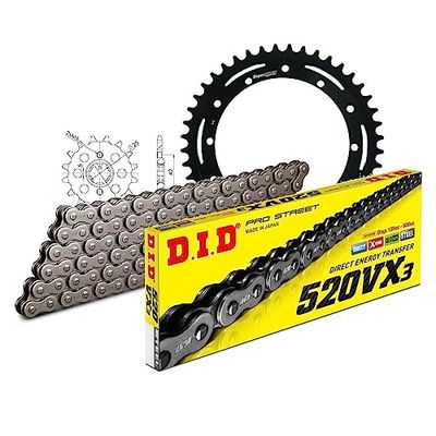Kettingset DID staal 520VX3 / 110 klinkslot voor Yamaha TT 600 cc bj. 1983-1992