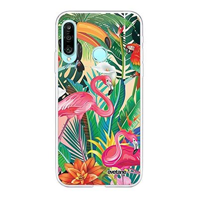 Evetane - Cover in silicone compatibile con Huawei P30 Lite/ P30 Lite XL - Protezione integrale 360, sottile e trasparente - Cover anteriore e posteriore - alta resistenza - Animali tropicali