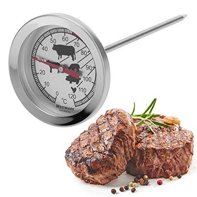 Westmark Thermomètre à Viande, Avec Symboles pour une Lecture Facile, Acier Inoxydable, Argenté/Rouge, 12692270