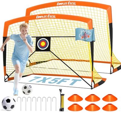 Dimples Excel Voetbaldoel pop-up voetbalnet na voetbaltraining voor kinderen tuin festival cadeau 2 stuks (3 '× 2.2', oranje)