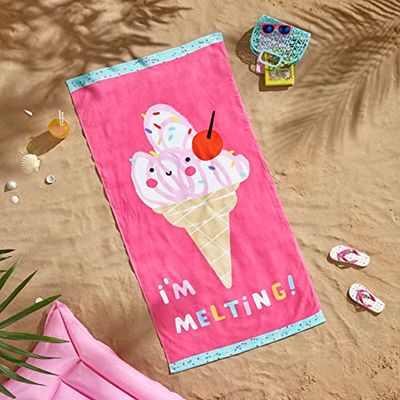 Catherine Lansfield I'm Melting bomull 76 x 160 cm strandhandduk rosa