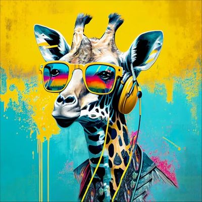 Pro-Art Imagen de cristal Animals With Headphones II, 30 x 30 cm
