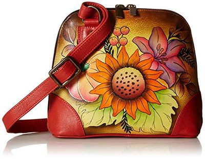 Anna by Anuschka Women's Hand Painted Leather Multi Compartment Organizer Original Artwork, Fall Bouquet, One Size