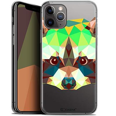 Caseink Beschermhoes voor Apple iPhone 11 Pro (5,8 inch), HD gel, bedrukt in Frankrijk, collectie Polygon Animals Design Wasbeer, zacht – ultradun