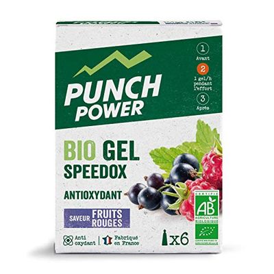 PUNCH POWER - SPEEDOX' Fruits Rouges - Boîte 6 gels x 25 g - Gel énergétique antioxydant - Énergie progressive - Riche en Vitamine C - Bio - Marque Française
