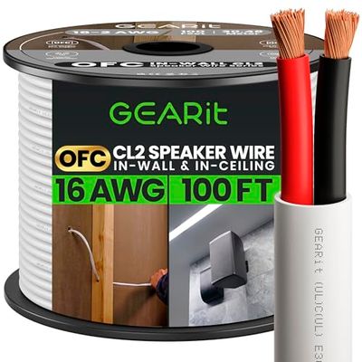 Cable de altavoz CL2 OFC, GearIT Pro Series 100' 16 AWG.