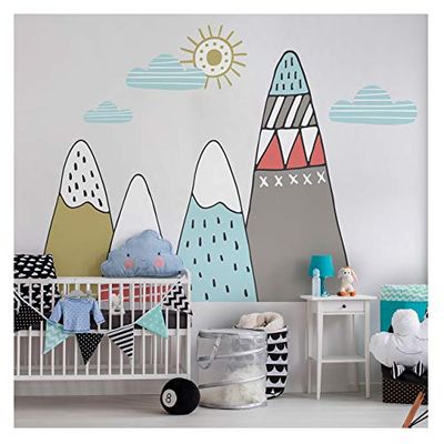 Sticker Muraux Autocollant Enfants Decoration Géant Montagnes Scandinaves pour Chambre Bébé Ivka 145 x 220 cm