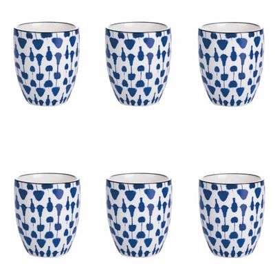Villa d'Este Home Tivoli 1996 Confusion Espresso Kopjes, 90 ml, van aardewerk, geometrisch decor, 6 stuks