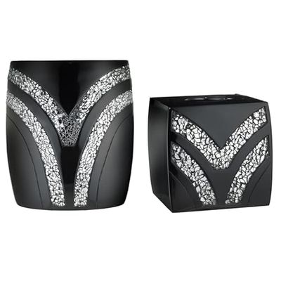 Popular Bath Sinatra Set di 2 accessori da bagno moderni con cestino per rifiuti e scatola per fazzoletti, design moderno, classico, contemporaneo, decorativo, bellissimo design, set da bagno di lusso