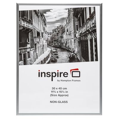 Hampton Frames ALUMINIUM 12x16 (30x40cm) Satin Silver Painted Aluminium Photo Picture Poster Frame PAAF1216SVR