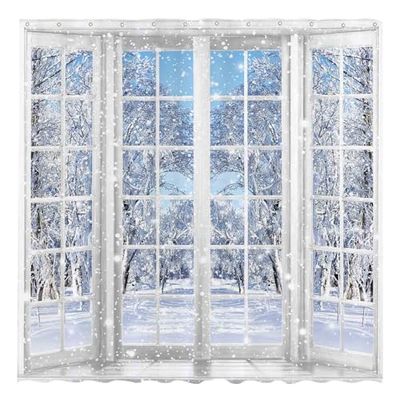 Allenjoy 72x72 Inverno Finestra Francese Tenda Doccia Bella Natura Paesaggio Innevato Tenda Bagno Durevole Tessuto Impermeabile Vasca Da Bagno Set Home Decor