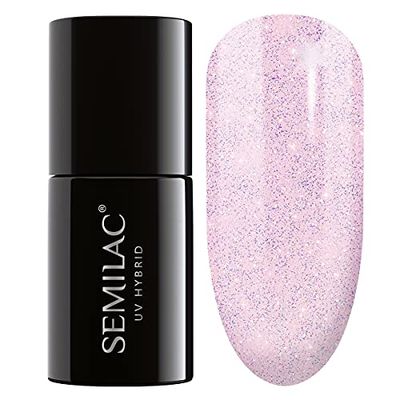 Semilac Vernis à ongles gels semi-permanents UV 806 Glitter Delicate Pink 7ml