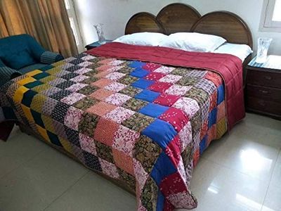 King size patchwork Quilt, Handmade Throws, Scrap Quilt, Gift for Mum and Dad, FREE SHIPPING