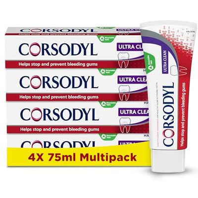 Corsodyl Ultra Clean Toothpaste for Gum Care, 75ml (Pack of 4)