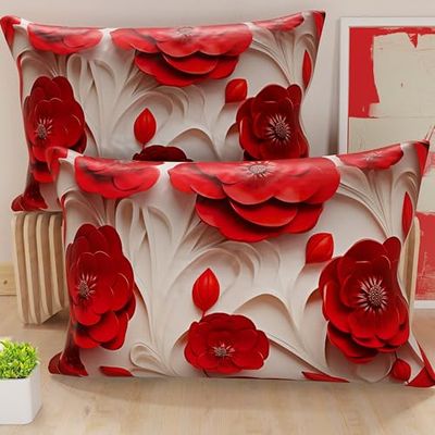 PETTI Artigiani Italiani - Par de Fundas de Almohada 60x40 cm, Pareja de Funda de Cojín Motivo Floral, 100% Microfibra Hipoalergénica, Paquete de 2, Made in Italy