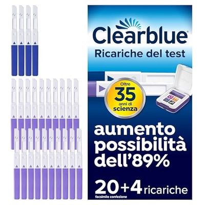 20 Test di Fertilità per l'Ovulazione e 4 Test di Gravidanza Clearblue. Da utilizzare con Monitor di Fertilità Clearblue Avanzato, 24 Stick (Monitor venduto separatamente)