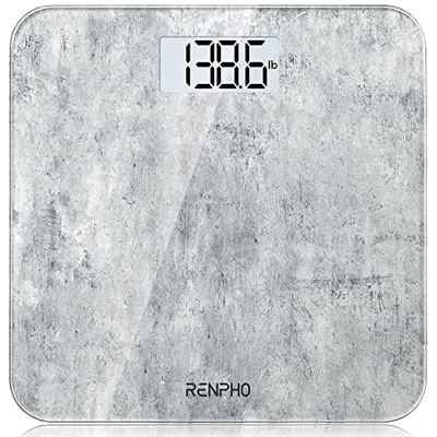 RENPHO Digital Bathroom Scales for Body Weight, Weighing Scale with High Precision Sensors Accurate, Bathroom Scales Weight Machine for People, LED Display, Step-On (ST/LB/KG), Concrete, Core 1S