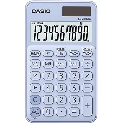 Casio SL-310UC-LB Calcolatrice Tascabile, Azzurro Pastello