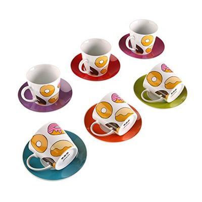 DonRegaloWeb Tazze caffè Ciambelle Simpson Set 6, Vario, 220 ml de capacidad