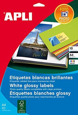 APLI 2922 - Etiquetas blancas calidad foto 88,9 x 127,0 mm 10 hojas