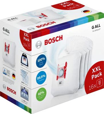 Bosch BBZ16GALL PowerProtect Closure, Pieces, Suitable for All Series Except BSG8, BSN1, Plastic, 16 Vacuum Cleaner Bags