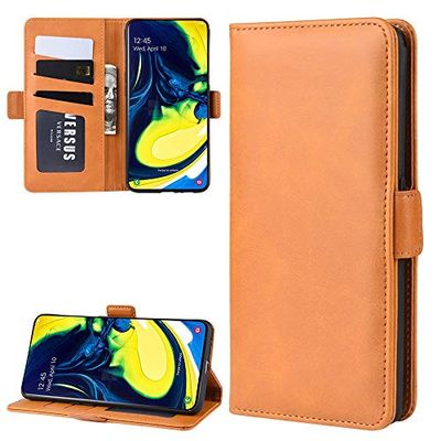 Carcasa de telefono Wallet Stand Funda de Cuero for teléfono Celular for Galaxy A80 / A90, con Billetera y Soporte y Ranuras for Tarjetas (Negro) (Color : Amarillo)