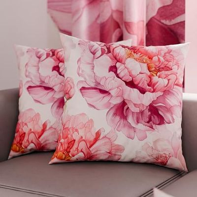 PETTI Artigiani Italiani - Lot de 2 Taies d'Oreillers 40x40 cm 100% Microfibre Hypoallergénique, Housse Oreiller Rectangulaire Motif Floral Fuchsia, Paquet de 2, Fabriqué en Italie