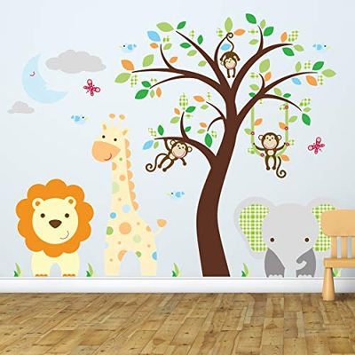 Muurstickers kinderen kinderkamer decoratie babykamer kinderkamer muursticker muursticker kinderkamer vrolijke jungle dieren kinderkamer H60 x L80 cm