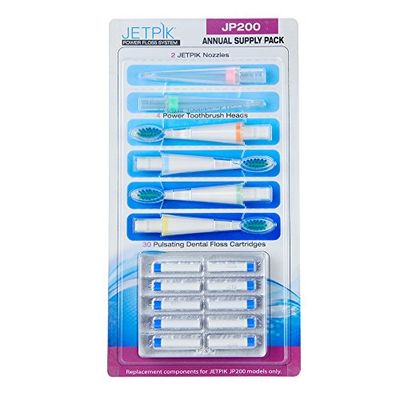 jetpik JP200 anual Pack contiene Sonic cepillo cabezas/cartuchos de/de la boquilla de agua hilo dental hilo dental