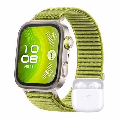 HUAWEI WATCH FIT 4 Pro Green + FreeBuds SE 2 White, Smartwatch for Men Women Outdoor Enthusiasts, 1.82" Sapphire Screen, 9.3mm Thickness, ECG, up to 10 Days Battery Life, iOS & Android, Fitness Watch
