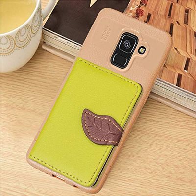 Carcasa de telefono Funda de Cuero magnética Leaf Style for Galaxy A8 + (2018), con Ranuras for Tarjetas y portatarjetas, Billetera y Marco for Fotos (Negro) (Color : Verde)