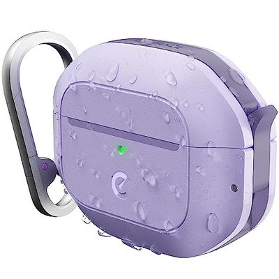 KeyBudz ElementProof voor AirPods 3 case met slot, volledig waterdichte AirPods 3e generatie case, robuuste bescherming, harde hoes, karabijnhaak voor AirPods Gen 3 - lila lila lavendel