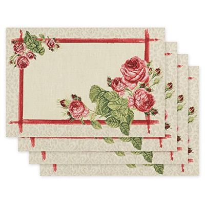 Deco Mex Tapiz de tela de color crema, verde, rojo, 35 x 45 cm