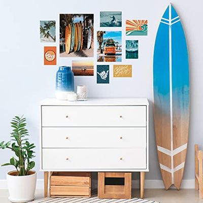ROOMMATES RMK5338GM - Kit de póster gigante, retro, diseño de surf galería, pegatinas de pared, color azul, naranja, amarillo