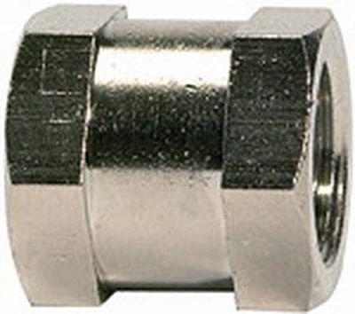 RIEGLER 111416-252.21/N muffa med yttersexkantskant, G 1/8, SW 14, mässing förnicklad, 1 st.