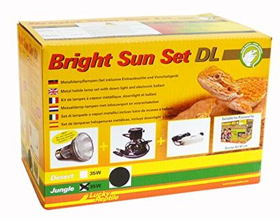 Lucky Reptile Bright Sun Set DL Jungle - Lampe à Vapeur métallique Spectre de lumière du Jour 35 W avec éclairage encastré & Ballast - pour Reptiles - Accessoire de Terrarium - Kit UV Noir