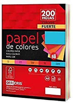 Criscolor 8435621406177 Pack Folios DIN A4 Forti 200 Fogli, Assortiti 5 Colori, Carta, Multicolore