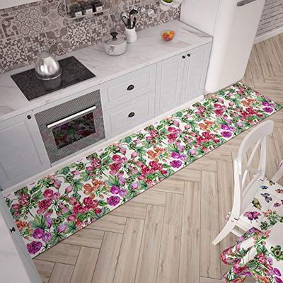 PETTI Artigiani Italiani- Alfombra de Cocina, Alfombrilla de Cocina Antideslizante, Alfombra Rectangular de Microfibra, Diseño Moderno, 100% Made in Italy