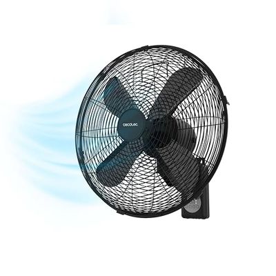 Cecotec Wandventilator met afstandsbediening EnergySilence 4500 Power Wall Control Zwart. 50W, Diameter 30cm, 4 Aerodynamische Bladen, LED-scherm, 3 Snelheden, Timer 8u, Automatische Oscillatie