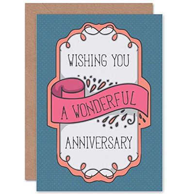 Wee Blue Coo CARD GREETING HAPPY ANNIVERSARY WONDERFUL WISHES