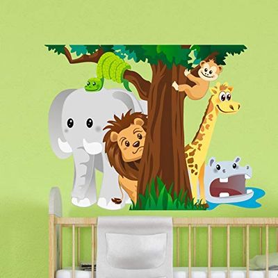 Pegatinas para niños, autoadhesivos de animales de la sabana, decoración de pared, habitación infantil, 50 x 65 cm