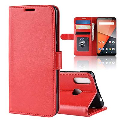 Custodia® Capirotazo Billetera Funda para Vodafone Smart X9 (Rojo)