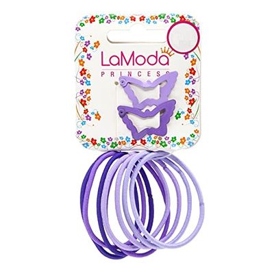 LaModa Princess Children's Butterfly Sleepies and Ponytailer-Style Hairbands, Purple