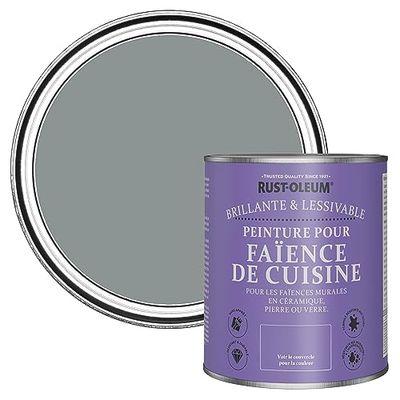 Rust-Oleum Peinture Grise Résistante à l'eau pour Faïence de Cuisine, Finition Brillante - Ardoise 750ml