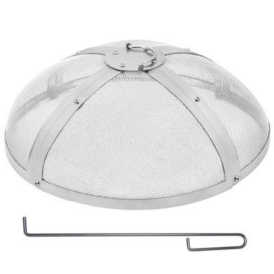 VEVOR Pare-étincelles pour Brasero Extérieur Rond 508 mm Couvercle Grille de Protection Contre Étincelles de Feu en Acier INOX Écran Pare-feu Ouverture Facile avec Accessoires pour Foyer, Patio, Cour