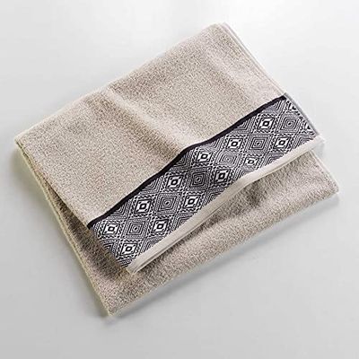 douceur d'Intérieur, Drap de Bain (90 x 150 cm) Esteban Beige, Eponge Jacquard