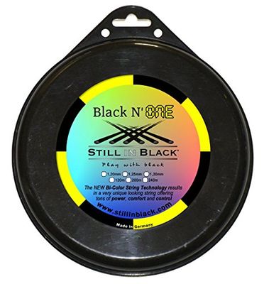 Still in Black Black N One Bobine Cordage de Tennis Mixte Adulte, Noir/Jaune, 1,25 mm x 200 m