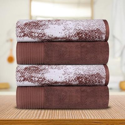 Superior Lot de 4 Serviettes de Bain en Coton uni et marbré à séchage Rapide, Grandes, très absorbantes, Douces, Accessoires de Salle de Bain Modernes, Accessoires de Salle de Bain, Douche, Articles